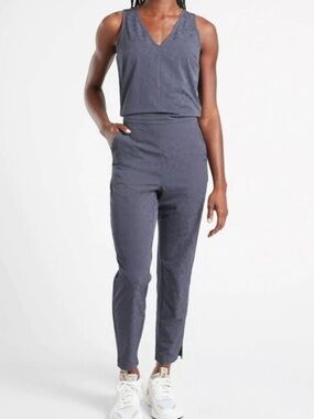 Athleta Brooklyn Textured Jumpsuit, NWT, Blue/gray, Size 14